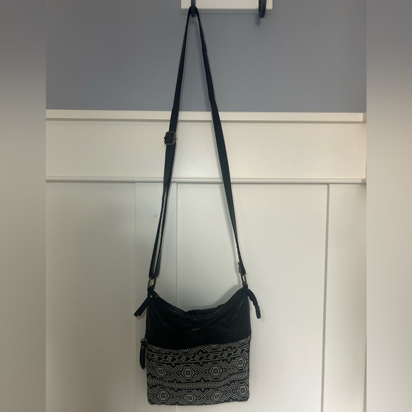 Vintage Cargo 90s faux leather/knit fabric crossbody shoulder bag - Picture 7 of 7